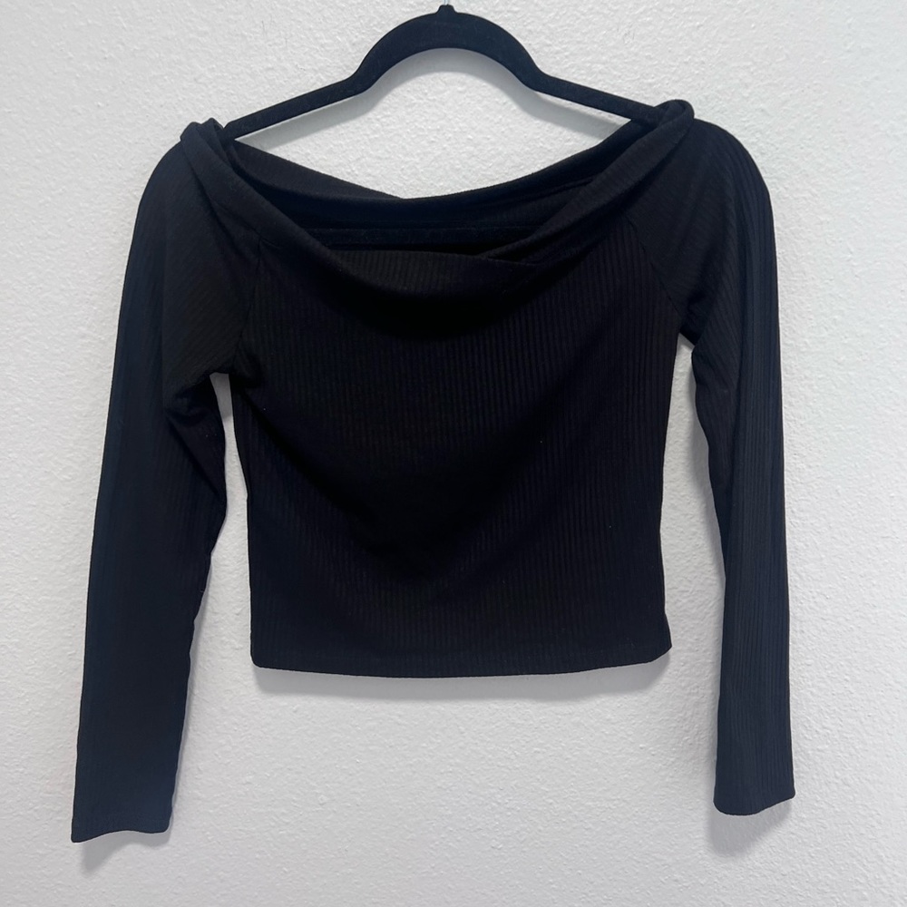 Arizona Jean Co. Black Long Sleeve Crop Top Size Small